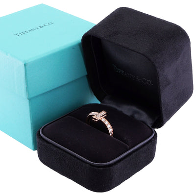 Tiffany & Co. Tiffany & Co. t one ring t one 좁은 링 Tiffany & Co. T- 링 750pg 로즈 골드 핑크 골드 포장 다이아몬드