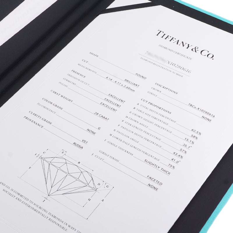 Tiffany & Co. Tiffany＆Co。 Tiffany & Co. 真正的戒指PT950银钻石环订婚戒指订婚戒指铂金