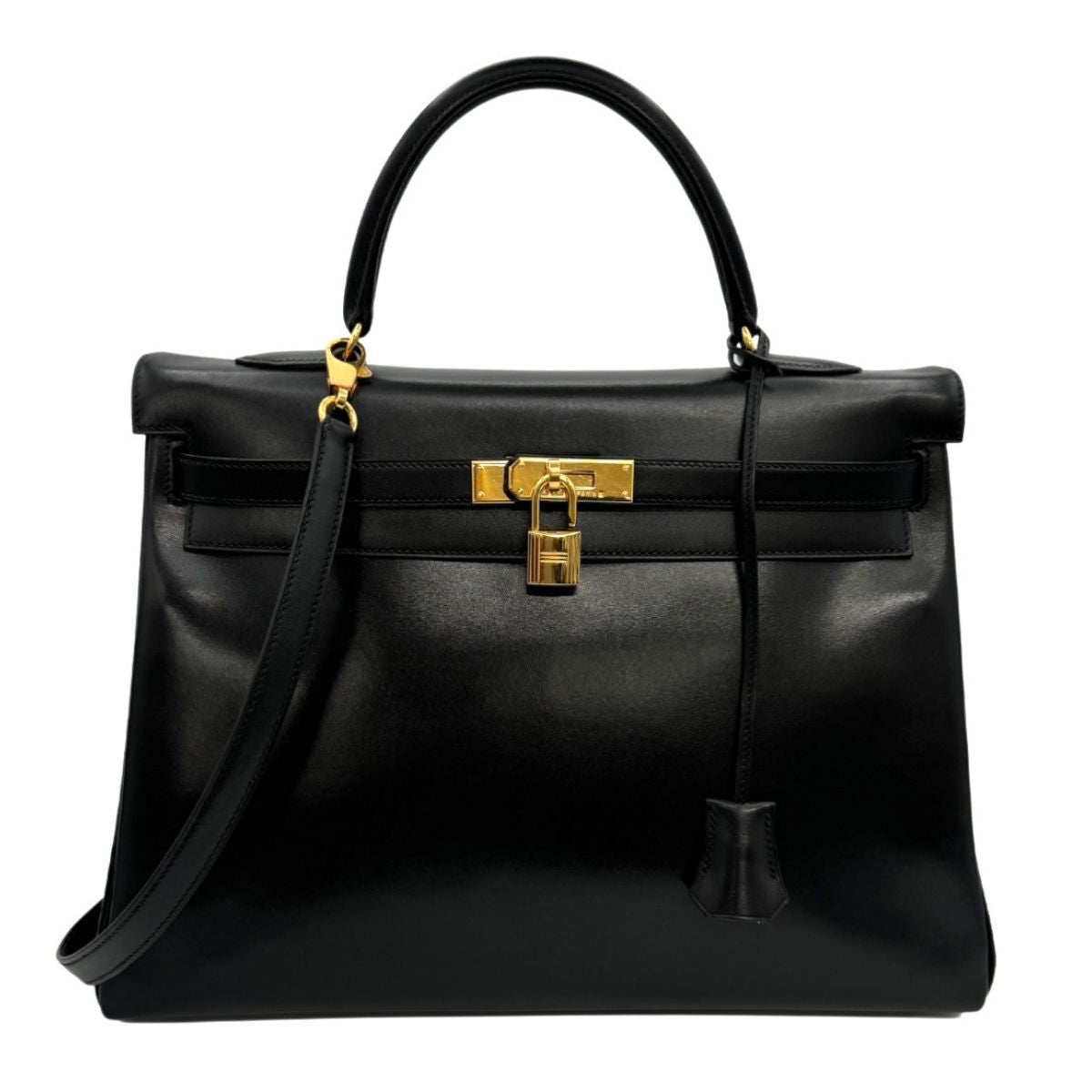 HERMES HERMES Kelly 35 Kelly 35 Bag, Tote Bag, Shoulder Bag, Box Calf, Noir, Black, Gold Fittings