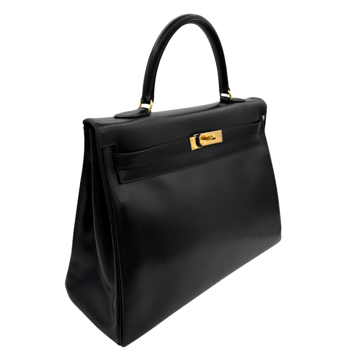 HERMES HERMES Kelly 35 Kelly 35 Bag, Tote Bag, Shoulder Bag, Box Calf, Noir, Black, Gold Fittings