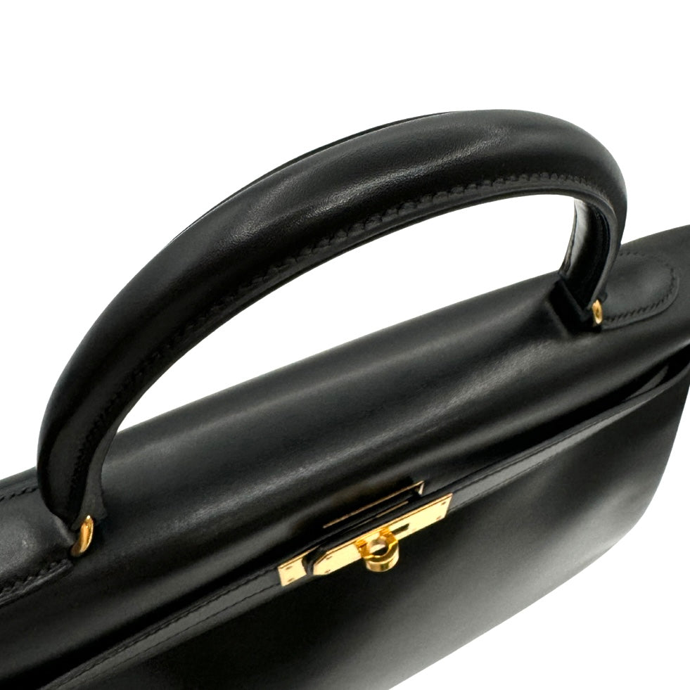 HERMES HERMES Kelly 35 Kelly 35 Bag, Tote Bag, Shoulder Bag, Box Calf, Noir, Black, Gold Fittings