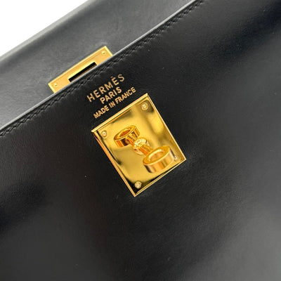 HERMES HERMES Kelly 35 Kelly 35 Bag, Tote Bag, Shoulder Bag, Box Calf, Noir, Black, Gold Fittings