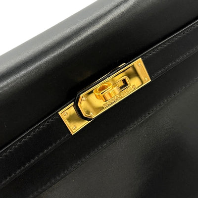 HERMES 헤르메스 Kelly 35 Kelly 35 가방, 토트 백, 숄더백, 상자 송아지, 누아르, 검은 색, 금 피팅