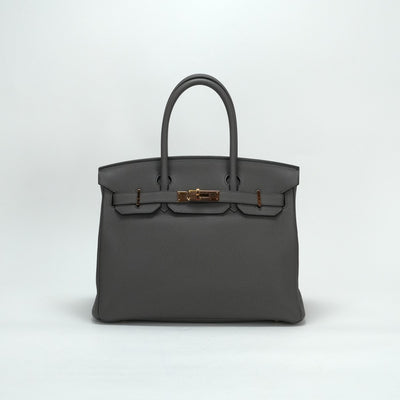 HERMES 爱马仕 Birkin 30 Birkin 30 袋子手提袋多哥埃丹灰玫瑰金金属配件