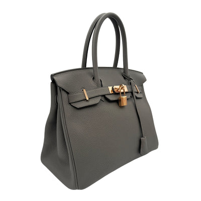HERMES 爱马仕 Birkin 30 Birkin 30 袋子手提袋多哥埃丹灰玫瑰金金属配件