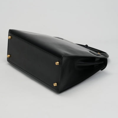 HERMES HERMES Kelly 28 Kelly 28 Bag, Tote Bag, Shoulder Bag, Box Calf, Noir, Black, Gold Fittings