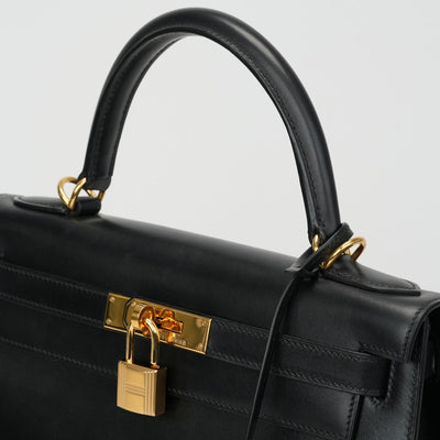 HERMES HERMES Kelly 28 Kelly 28 Bag, Tote Bag, Shoulder Bag, Box Calf, Noir, Black, Gold Fittings