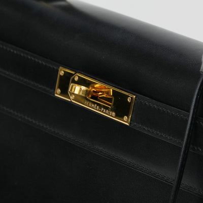 HERMES HERMES Kelly 28 Kelly 28 Bag, Tote Bag, Shoulder Bag, Box Calf, Noir, Black, Gold Fittings