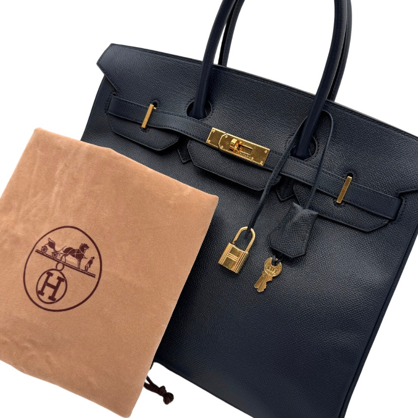 HERMES 헤르메스 Birkin 35 Birkin 35 가방 토트 백 쿠쉬 벨 해군 골드 메탈 피팅