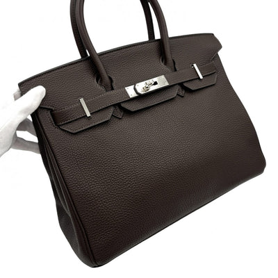 HERMES 헤르메스 Birkin 30 Birkin 30 가방, 토트 백, 토고, 초콜릿, 갈색, 갈색, 은색 피팅