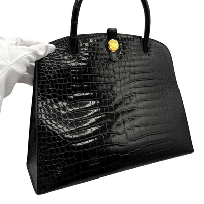 HERMES 헤르메스 Dalvi MM Dalvi MM 가방, 토트 백, 폴로스, 악어, 느와르, 검은 색, 금 피팅
