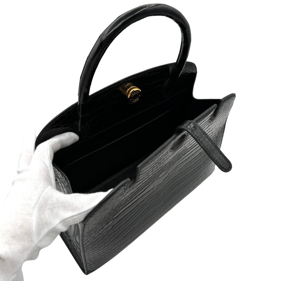 HERMES 헤르메스 Dalvi MM Dalvi MM 가방, 토트 백, 폴로스, 악어, 느와르, 검은 색, 금 피팅