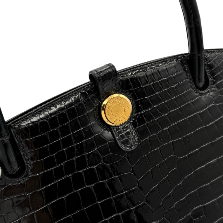 HERMES 헤르메스 Dalvi MM Dalvi MM 가방, 토트 백, 폴로스, 악어, 느와르, 검은 색, 금 피팅