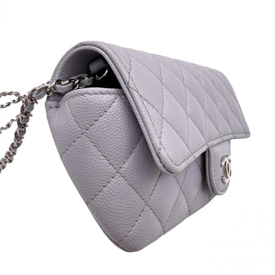 CHANEL CHANEL Matelass? Bag Shoulder Bag Caviar Skin Purple Purple Silver Metal Chain Shoulder Bag Coco Mark