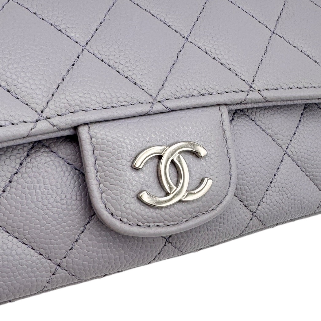 CHANEL CHANEL Matelass? Bag Shoulder Bag Caviar Skin Purple Purple Silver Metal Chain Shoulder Bag Coco Mark