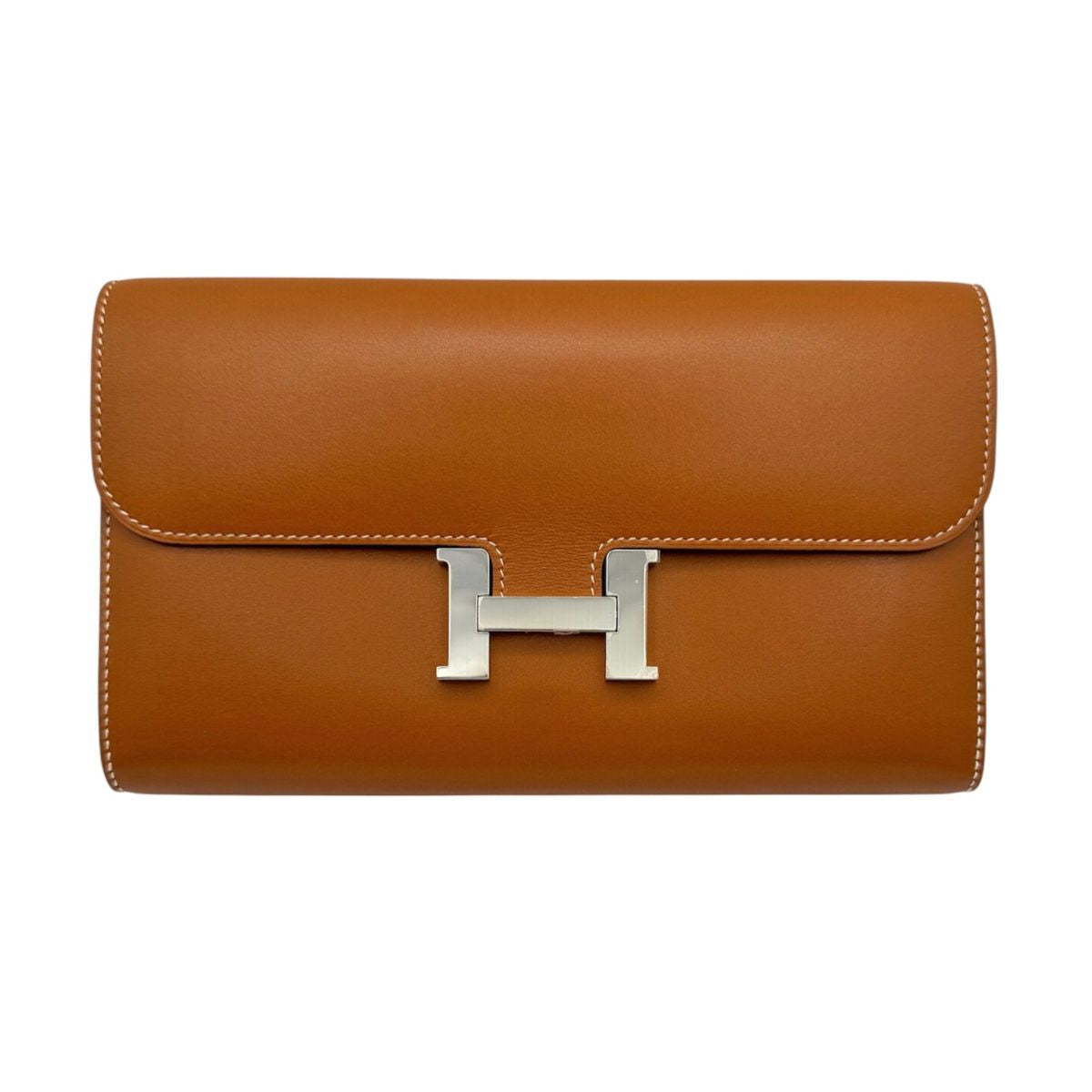 HERMES HERMES Constance long Constance long Wallet Long Wallet Long Wallet Box Calf Gold Brown Silver Metal Fittings