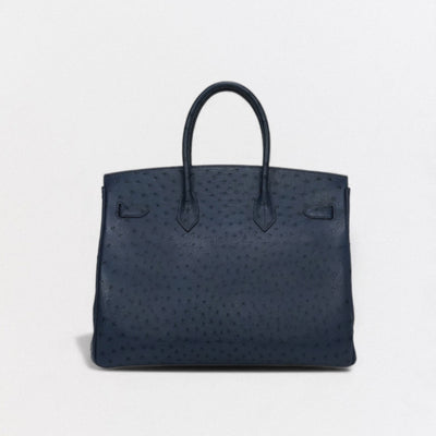 HERMES 헤르메스 Birkin 35 Birkin 35 가방 토트백 OEAUStritch Blueiris 다크 네이비 네이비 골드 하드웨어 핸드백 이국적인