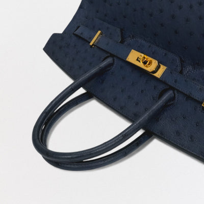 HERMES 헤르메스 Birkin 35 Birkin 35 가방 토트백 OEAUStritch Blueiris 다크 네이비 네이비 골드 하드웨어 핸드백 이국적인