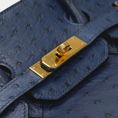 HERMES 헤르메스 Birkin 35 Birkin 35 가방 토트백 OEAUStritch Blueiris 다크 네이비 네이비 골드 하드웨어 핸드백 이국적인