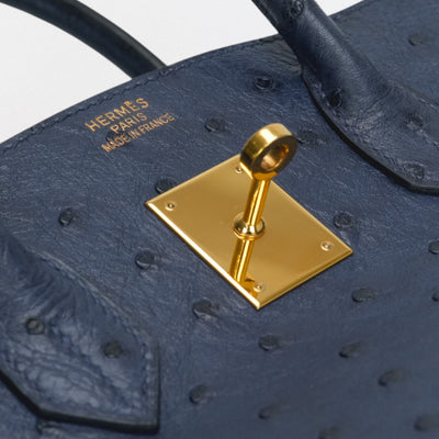 HERMES 헤르메스 Birkin 35 Birkin 35 가방 토트백 OEAUStritch Blueiris 다크 네이비 네이비 골드 하드웨어 핸드백 이국적인