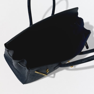 HERMES 헤르메스 Birkin 35 Birkin 35 가방 토트백 OEAUStritch Blueiris 다크 네이비 네이비 골드 하드웨어 핸드백 이국적인