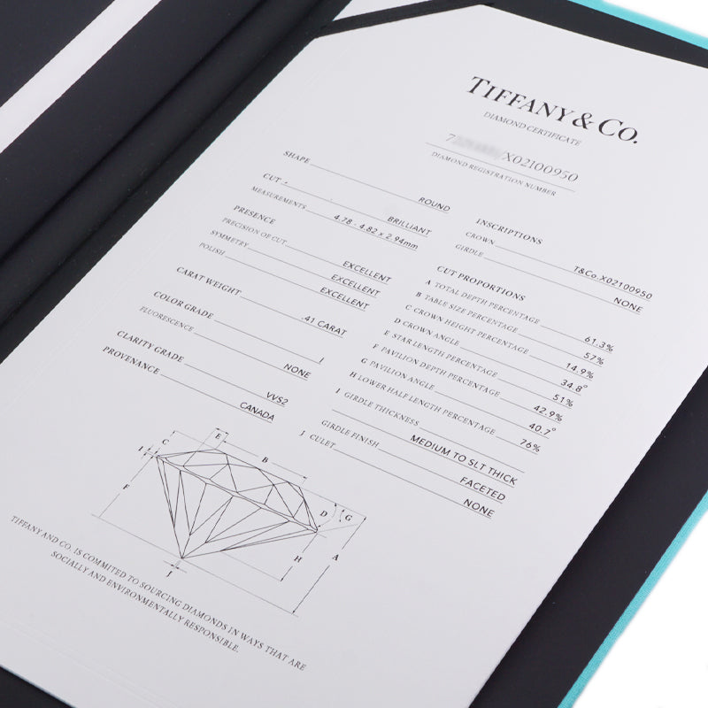 Tiffany & Co. Tiffany＆Co。订婚戒指铂金纸牌 Tiffany & Co. 设置环PT950银钻石戒指订婚戒指