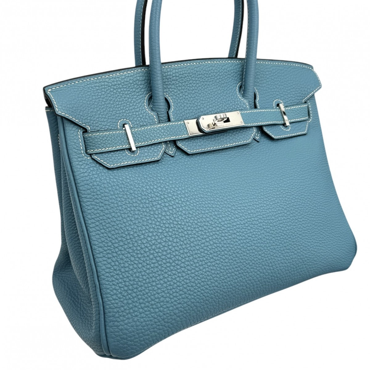 HERMES 爱马仕 Birkin 30 Birkin 30 包，手提袋，多哥，蓝色牛仔，蓝色，银色配件