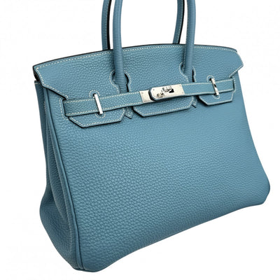 HERMES 헤르메스 Birkin 30 Birkin 30 가방, 토트 백, 토고, 블루 진, 블루, 실버 피팅