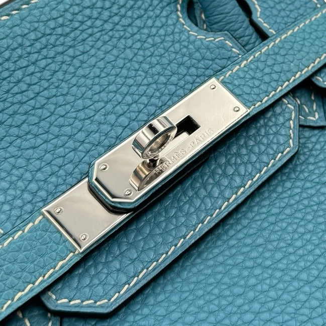 HERMES 헤르메스 Birkin 30 Birkin 30 가방, 토트 백, 토고, 블루 진, 블루, 실버 피팅