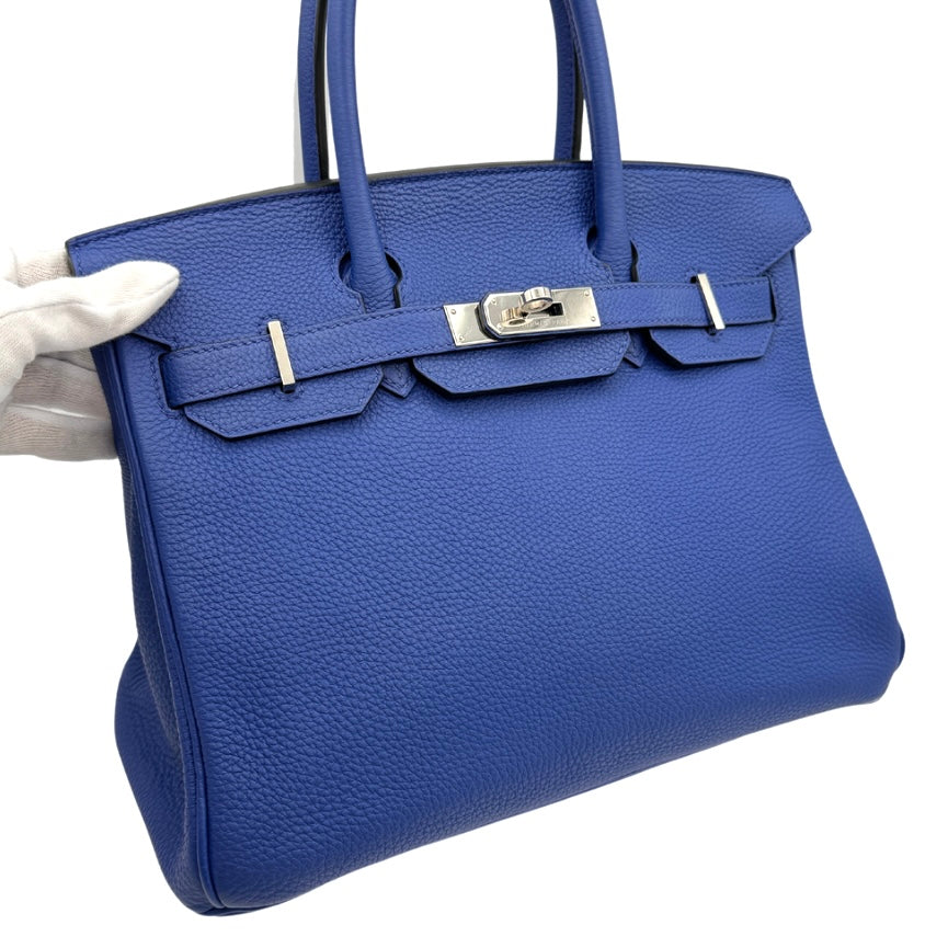 HERMES 헤르메스 Birkin 30 Birkin 30 토트 백 토고 블루 전기 블루 블루 실버 실버 메탈 피팅