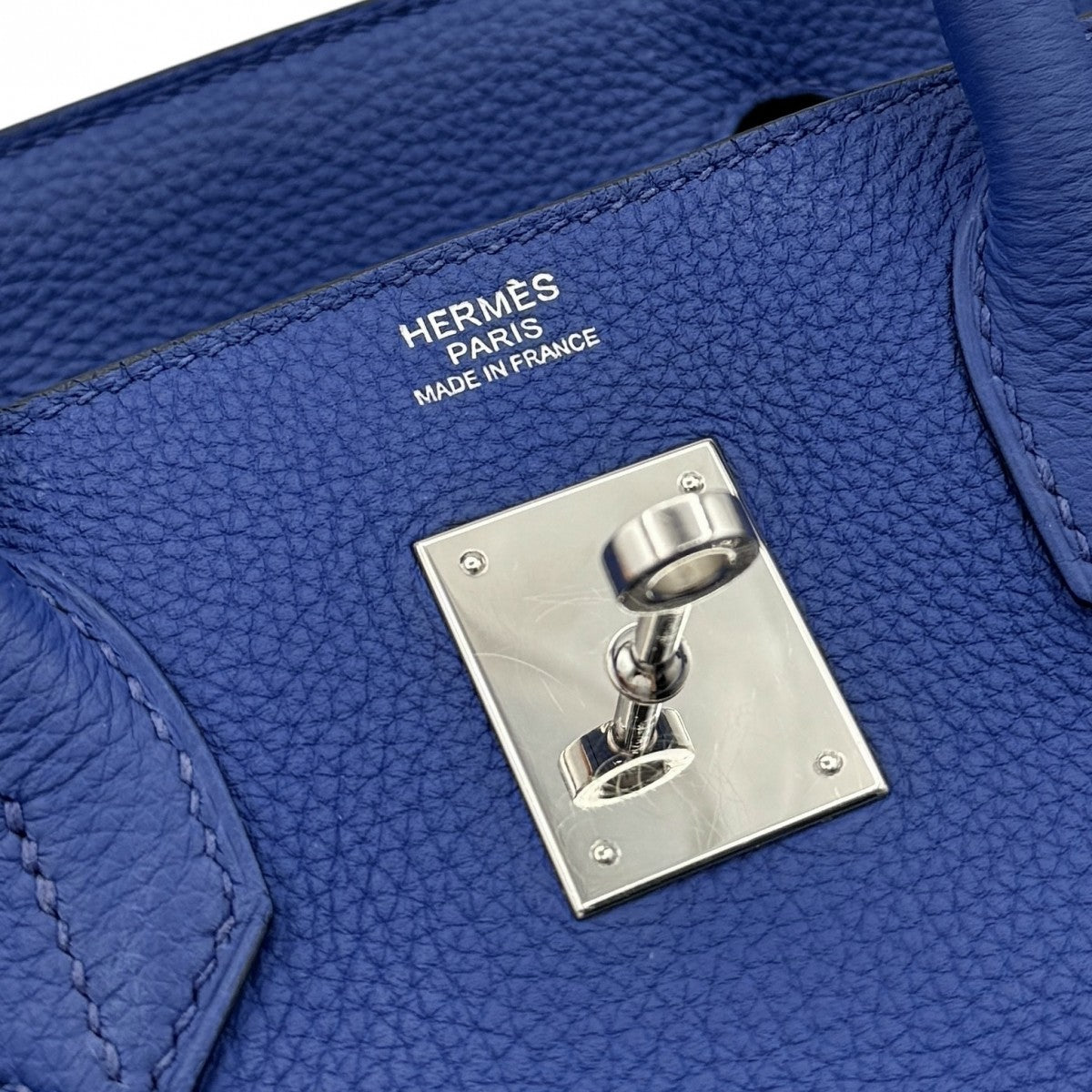 HERMES 爱马仕 Birkin 30 Birkin 30 手提袋多哥蓝色电蓝色银色金属配件