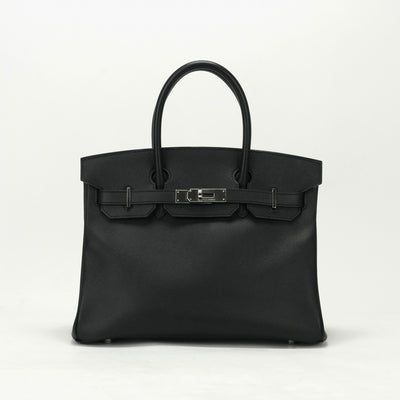 HERMES 爱马仕 Birkin 30 Birkin 30 袋子手提袋爱普生黑色银色硬件沃恩·爱普生
