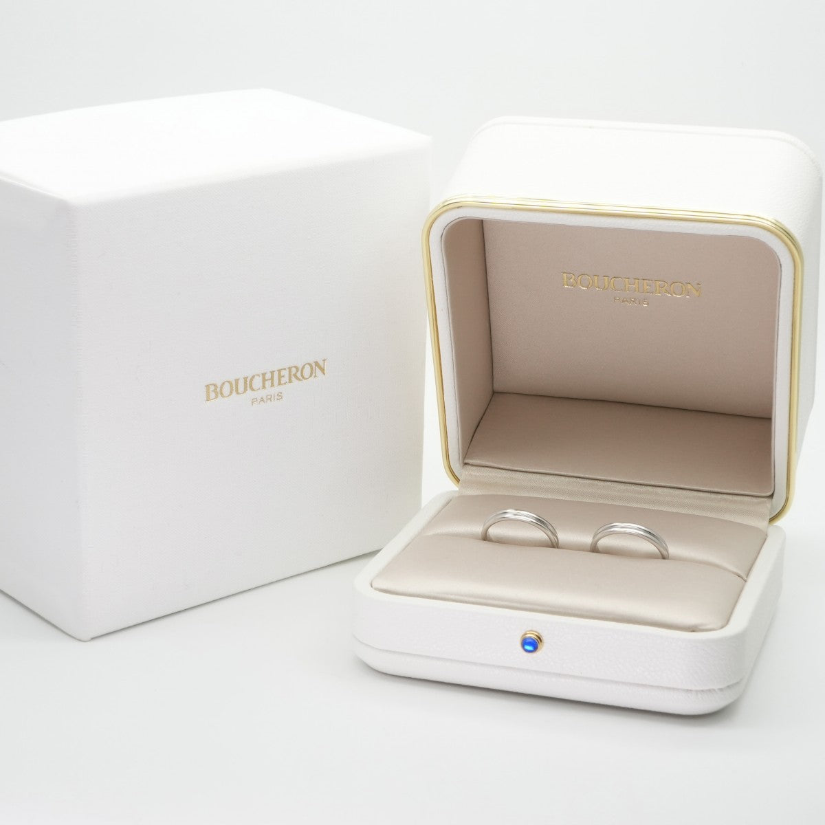 BOUCHERON Boucheron Godron Ring PT950银 BOUCHERON 戈德隆对结婚戒指婚姻戒指铂金