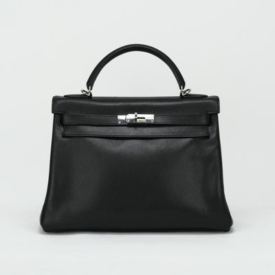 HERMES HERMES Kelly 32 Kelly 32 Bag, Tote Bag, Shoulder Bag, Epson Noir, Black, Black, Silver Fittings, Vaugh Epson