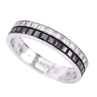 BOUCHERON Boucheron牛黑色钻石环半牛黑 Quatre ring 半Quatre黑色版戒指AU750银钻石戒指白金