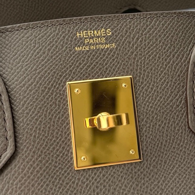 HERMES 爱马仕 Birkin 30 Birkin 30 包，手提袋，伊桑，灰色，金色配件，沃伊·爱普生