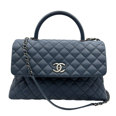 CHANEL CHANEL Matelass? Bag, tote bag, shoulder bag, caviar skin, blue, silver hardware, top handle, coco mark, handbag, chain bag