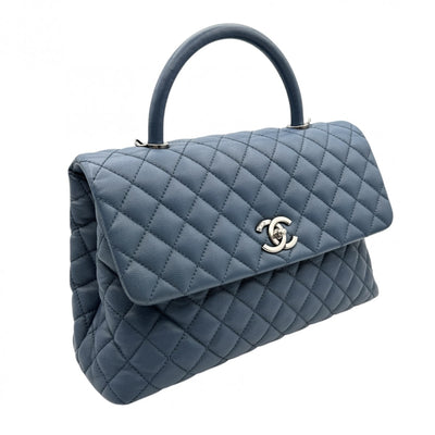 CHANEL CHANEL Matelass? Bag, tote bag, shoulder bag, caviar skin, blue, silver hardware, top handle, coco mark, handbag, chain bag