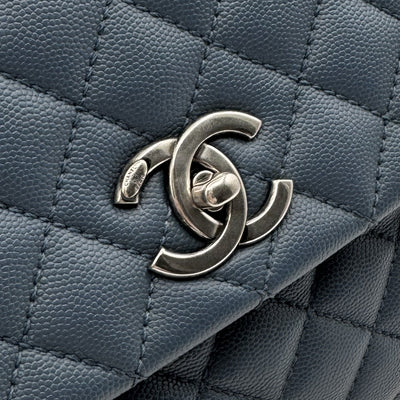 CHANEL CHANEL Matelass? Bag, tote bag, shoulder bag, caviar skin, blue, silver hardware, top handle, coco mark, handbag, chain bag