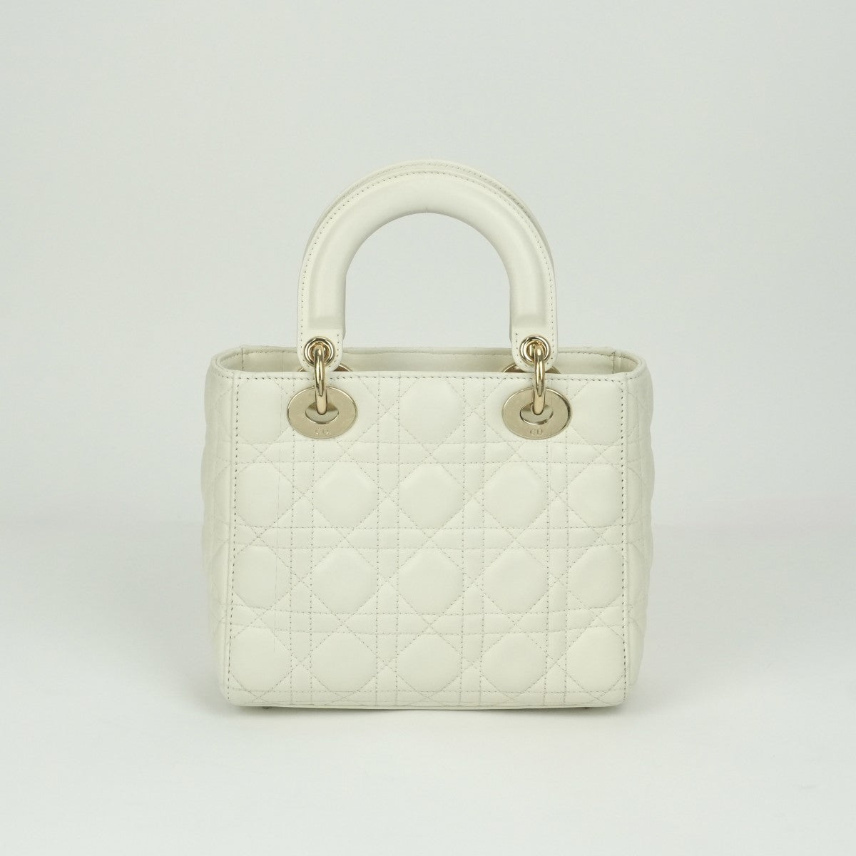 クリスチャンディオール CHRISTIAN DIOR レディディオール スモール LADY DIOR MY ABCDIOR MYABC カナージュバッグ バッグ トートバッグ ショルダーバッグ ラムスキン ホワイト 白 ゴールド金具
