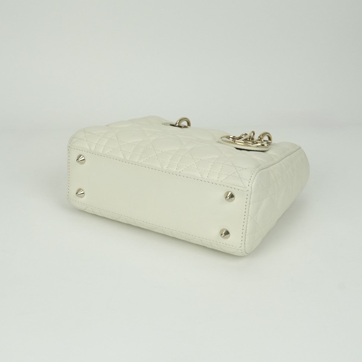 クリスチャンディオール CHRISTIAN DIOR レディディオール スモール LADY DIOR MY ABCDIOR MYABC カナージュバッグ バッグ トートバッグ ショルダーバッグ ラムスキン ホワイト 白 ゴールド金具