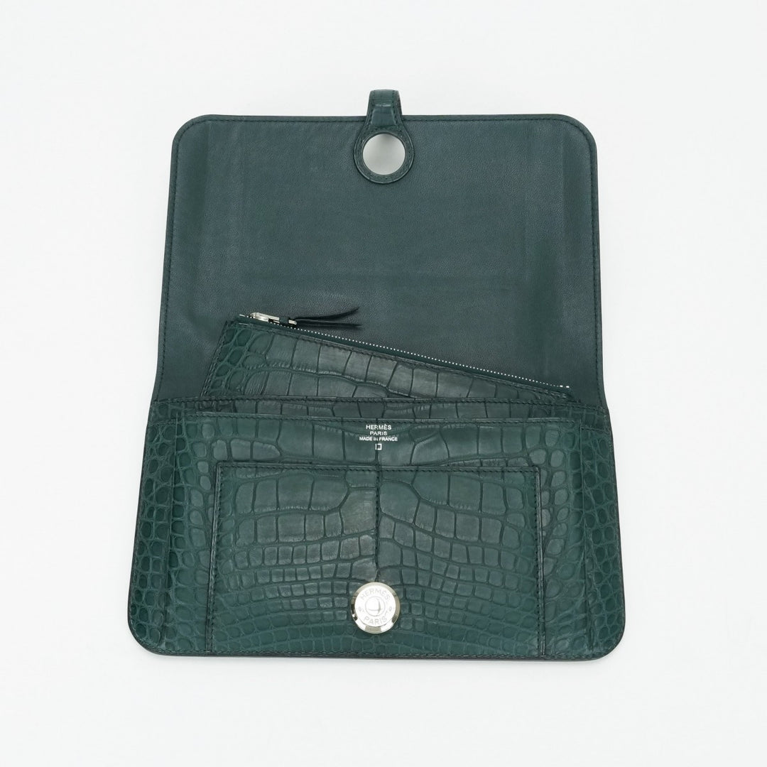 HERMES エルメス ドゴン アリゲーター 長財布 グリーン ウォレット エルメス HERMES ドゴンGM ドゴン GM ドゴンデュオ 財布 長財布