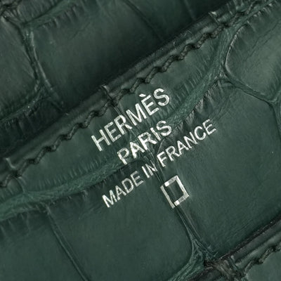 エルメス HERMES ドゴンGM ドゴン GM ドゴンデュオ 財布 長財布 ロングウォレット アリゲーターマット クロコダイル グリーン 緑 シルバー金具