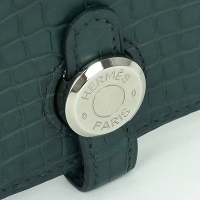エルメス HERMES ドゴンGM ドゴン GM ドゴンデュオ 財布 長財布 ロングウォレット アリゲーターマット クロコダイル グリーン 緑 シルバー金具