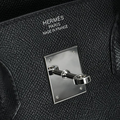 HERMES 헤르메스 Birkin 35 Birkin 35 가방 토트 백 엡슨 누아 블랙 실버 하드웨어 Vaugh Epson