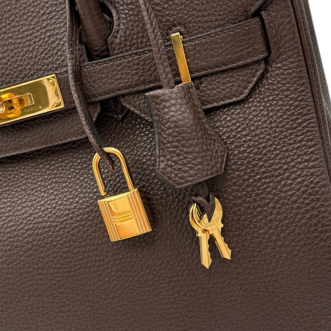 HERMES 헤르메스 Birkin 30 Birkin 30 가방, 토트 백, 토고, 초콜릿, 갈색, 갈색, 금 피팅