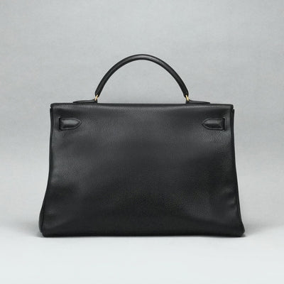 HERMES 헤르메스 Kelly 40 Kelly 40 interior stitch 가방, 토트 백, 숄더백, 아르 데네스, 느와르, 검은 색, 금 피팅