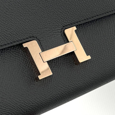 HERMES HERMES Constance long to go Constance long to go Wallet Long Wallet Epson Noir Black Rose Gold Hardware Vaugh Epson PG Hardware Pink Gold Hardware