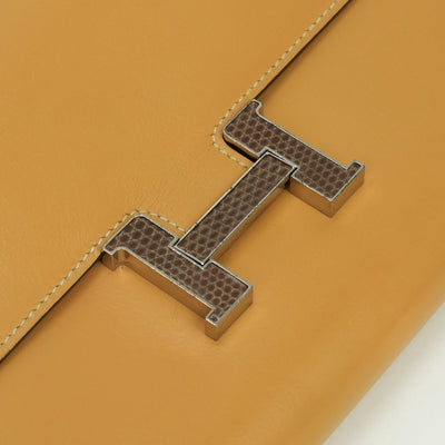 エルメス HERMES コンスタンスロング コンスタンス ロング 財布 長財布 ロングウォレット タデラクト パイユ Paille ベージュ系 シルバー金具 リザード