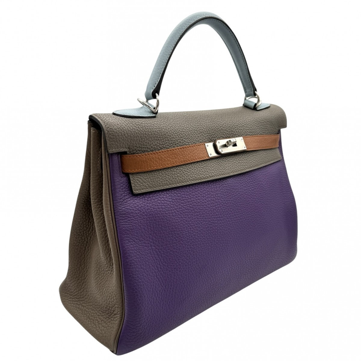 HERMES HERMES Kelly 32 Kelly 32 arlequin Bag, Tote Bag, Shoulder Bag, Torillon Clemence, Ultra Violet, Etane, Blue Run, Gold, Etoop, Blue of Squeeze, Blue Purple, Grey, Brown, Purple, Blue, Brown, Silver Fittings